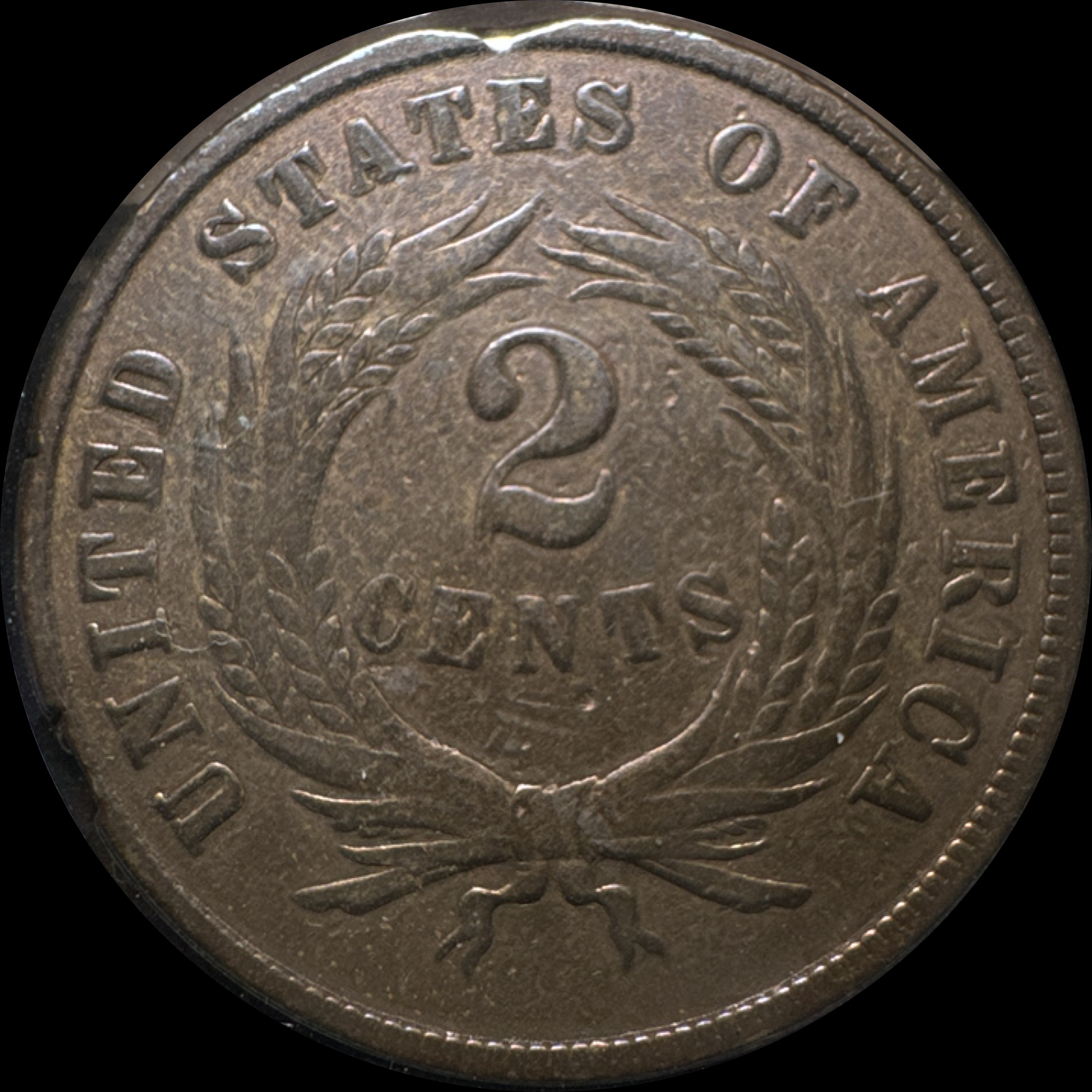 1869-P 2-Cent Piece Ungraded — back