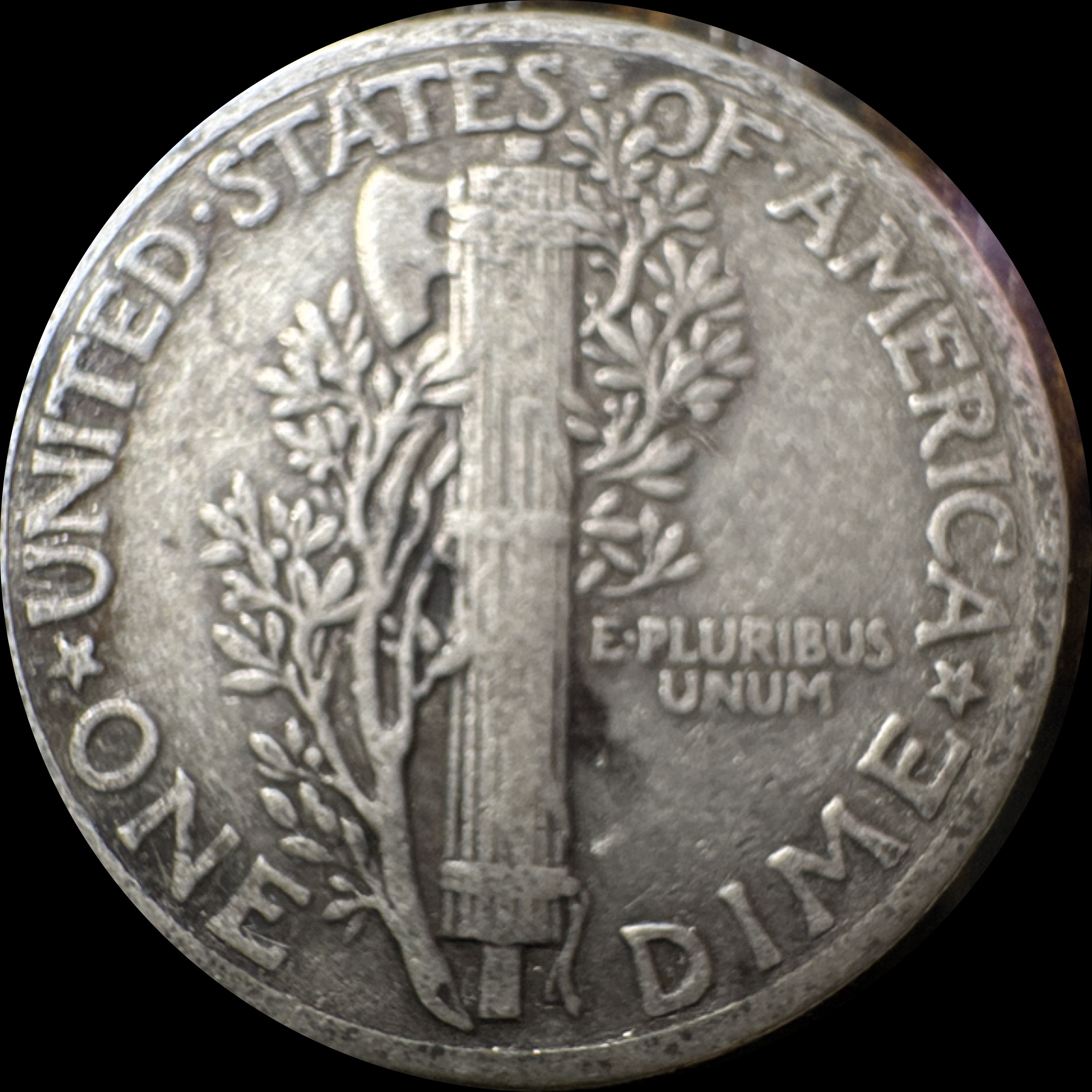 1940-P Mercury Dime Ungraded — back