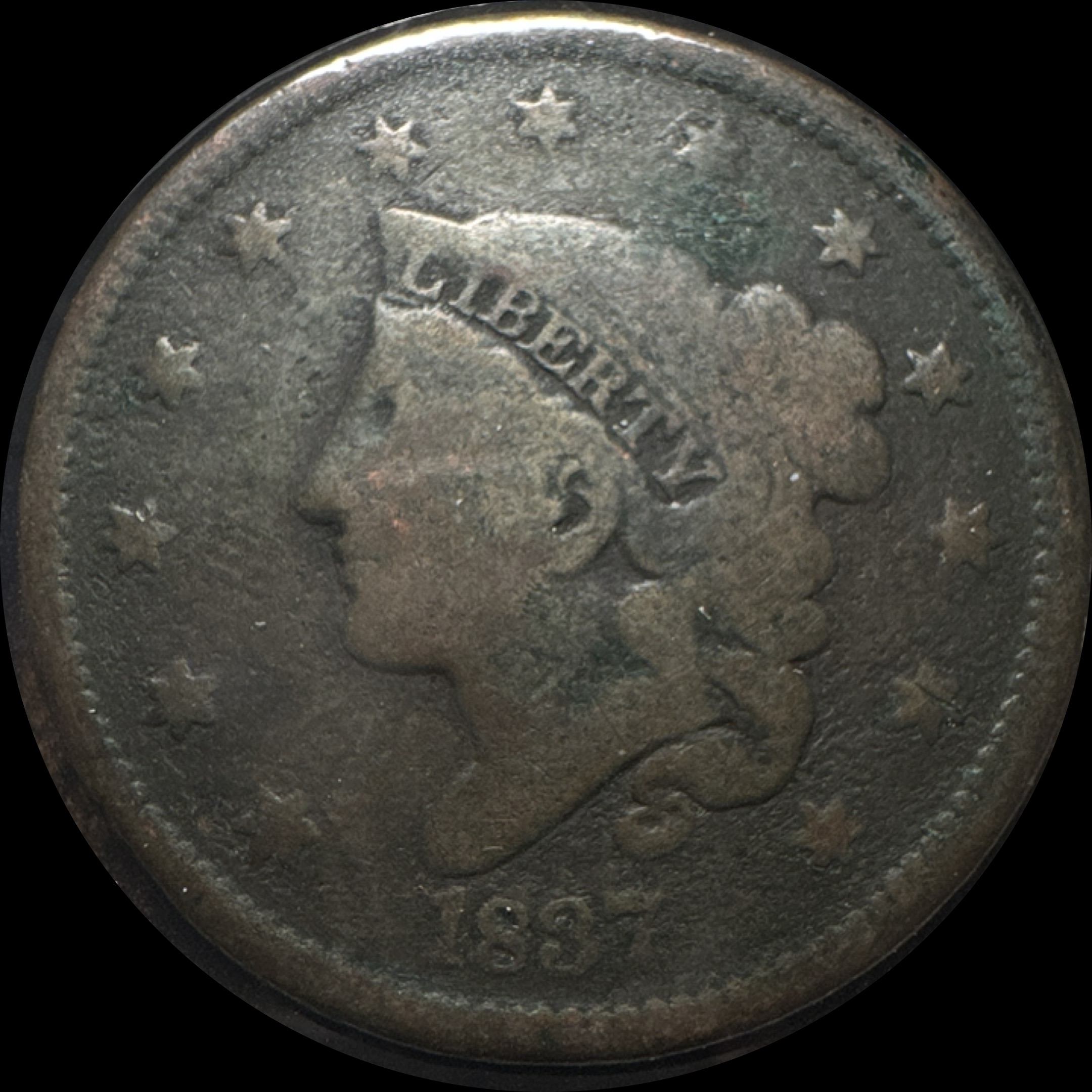 1837-P Coronet Head Large Cent Ungraded