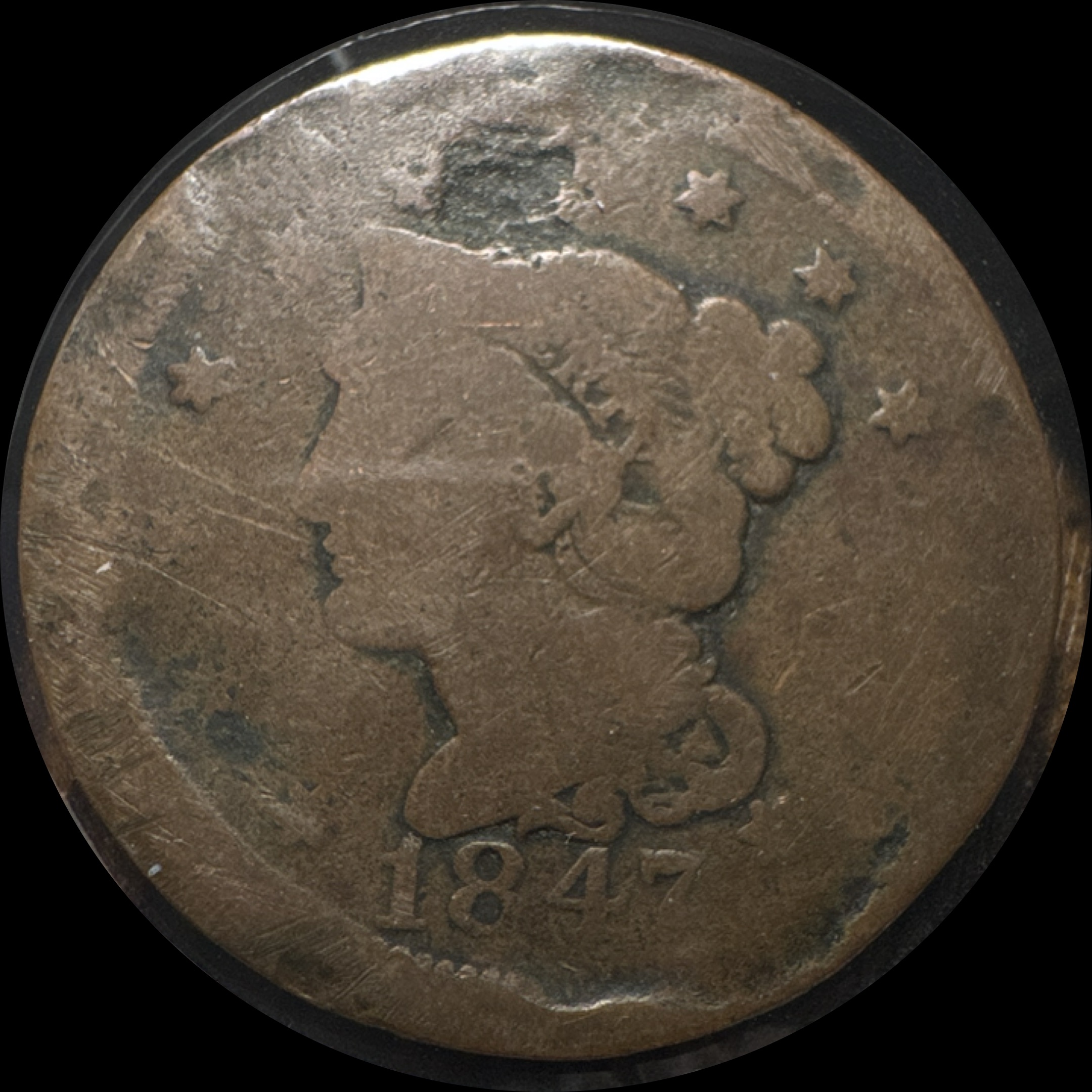 1847-P Braided Hair Large Cent Ungraded
