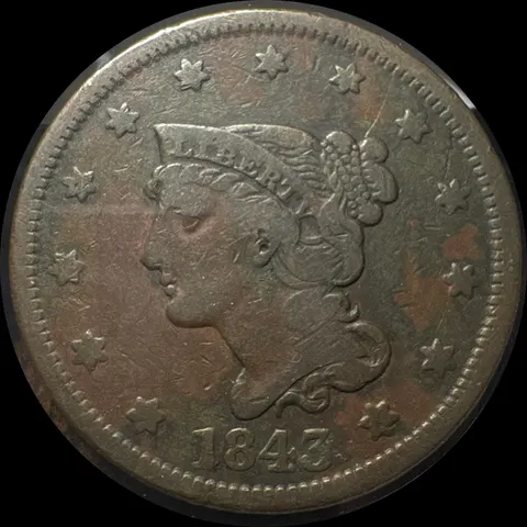 1843-P Braided Hair Large Cent Ungraded