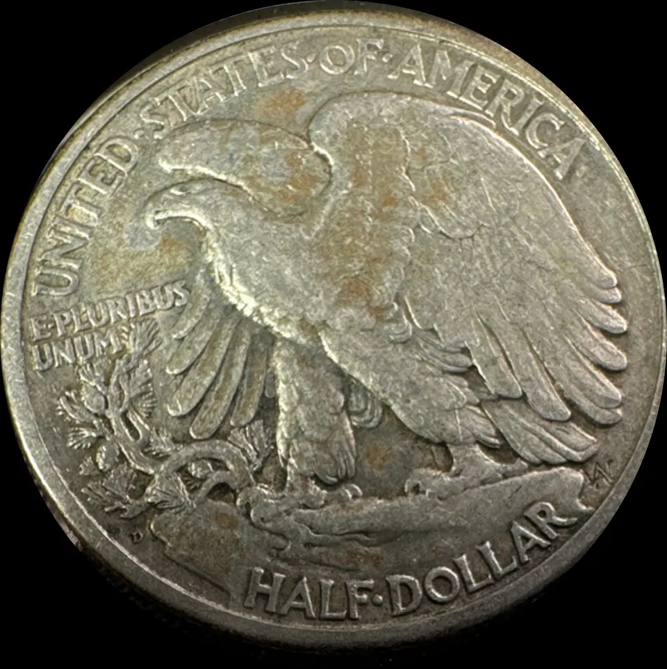 1929-D Walking Liberty Half Dollar UNGRADED — back