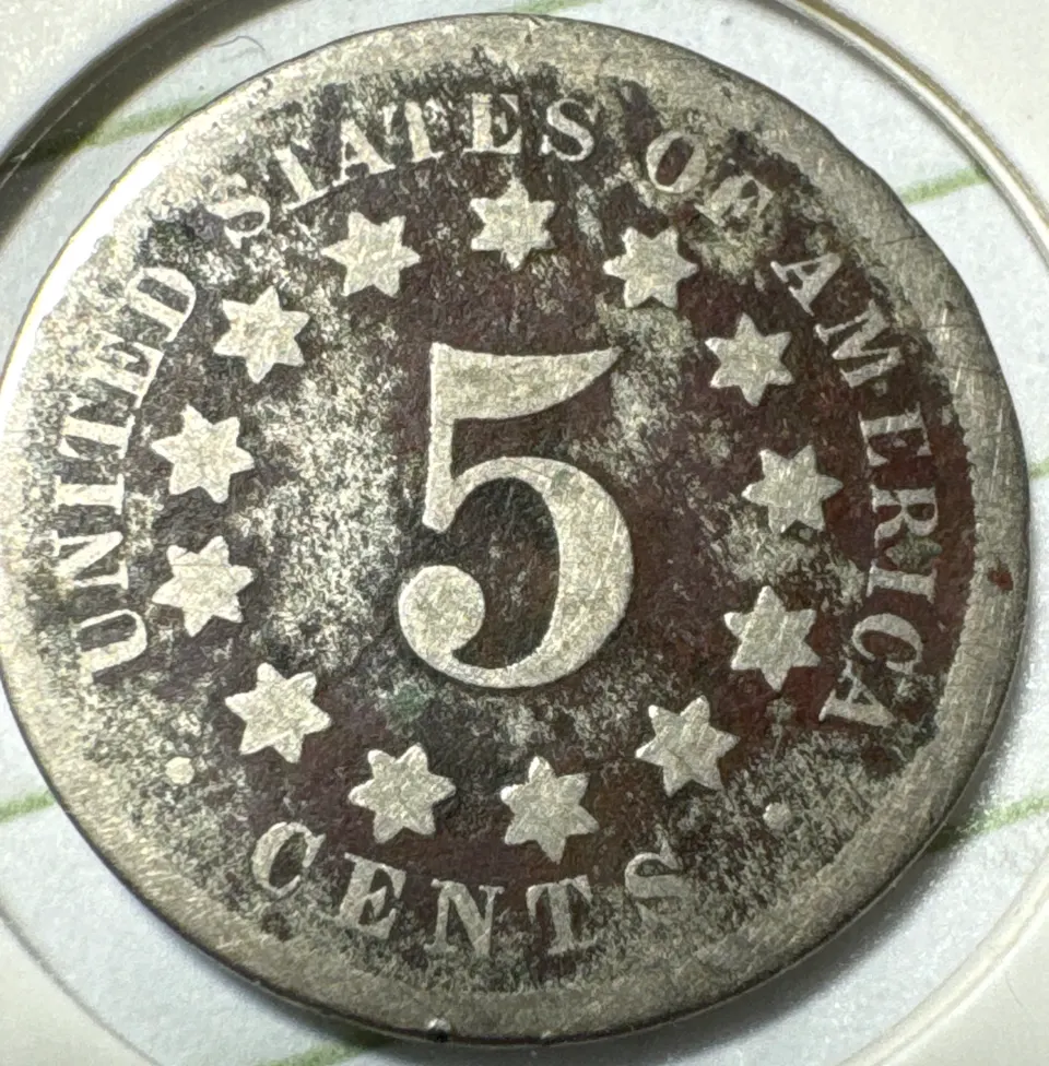1869-P Shield Nickel Ungraded — back