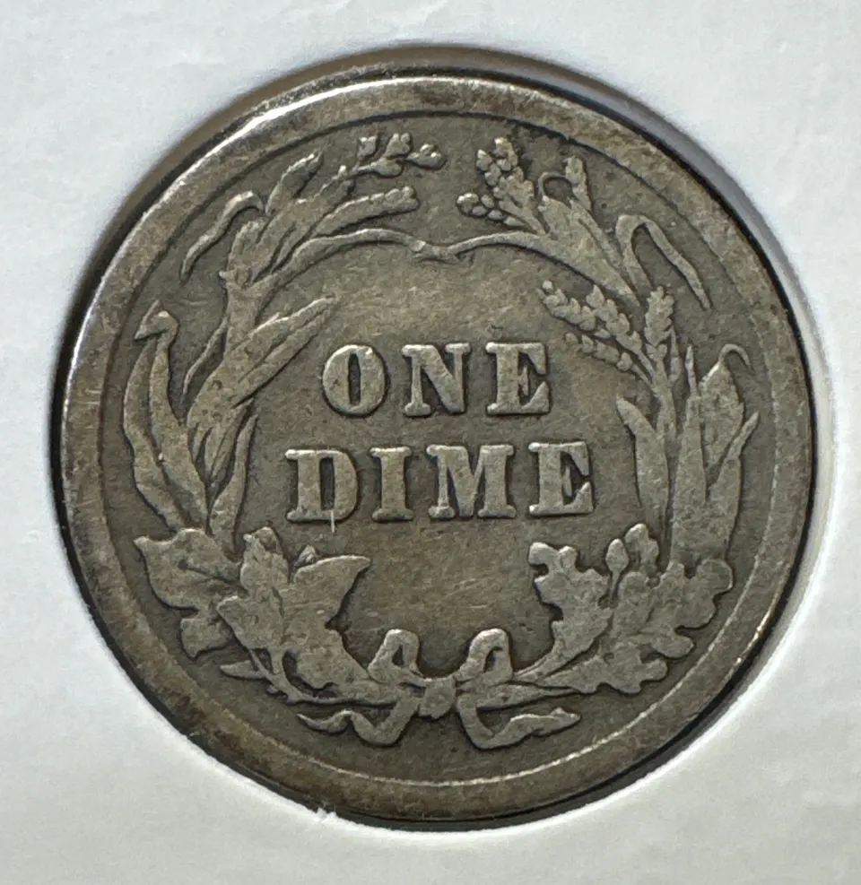 1916-P Barber Dime Ungraded — back