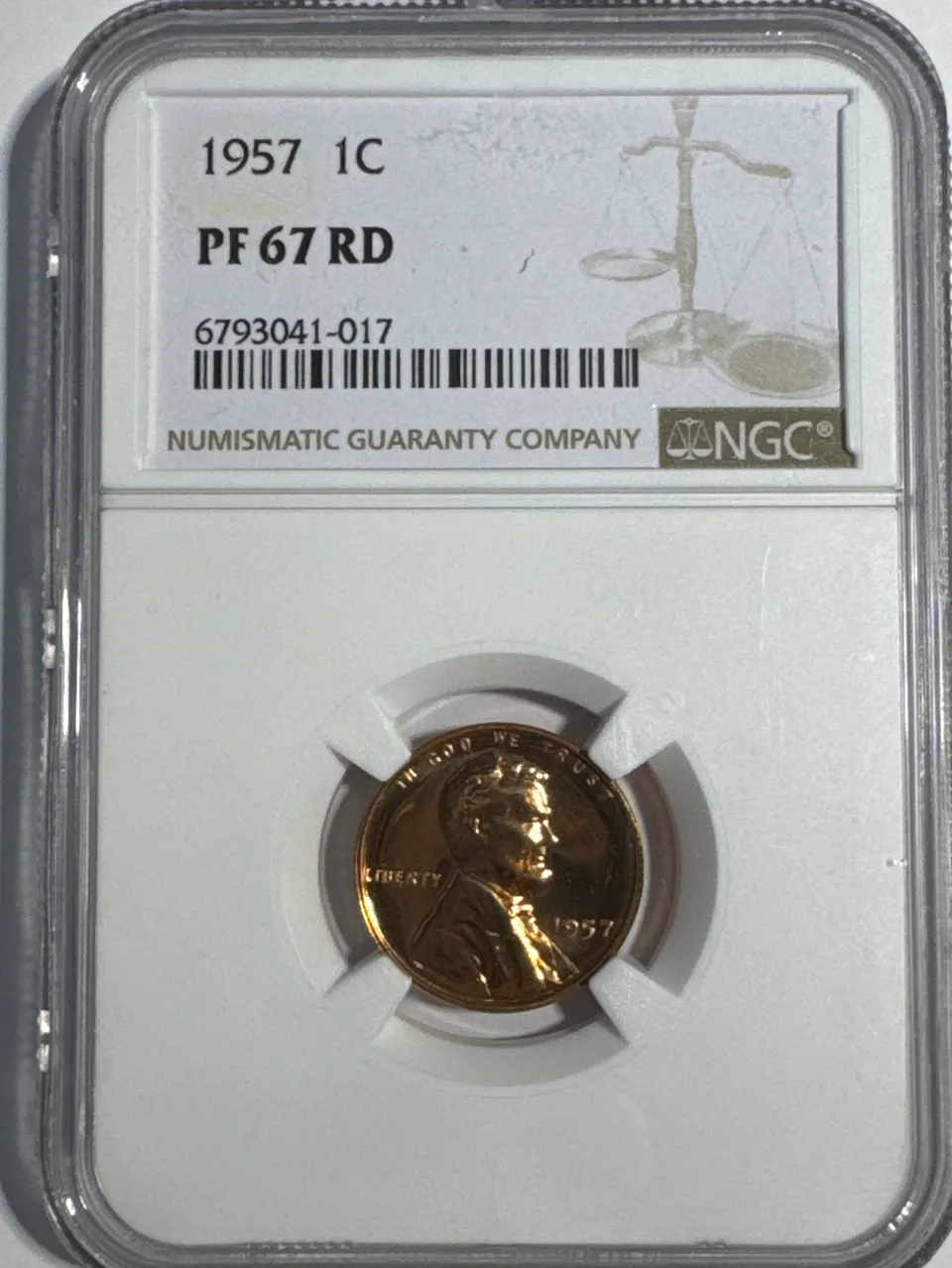 1957-P Lincoln Cent PF67 — front