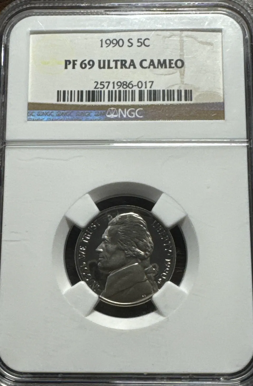 1990-S Jefferson Nickel PF69 — front