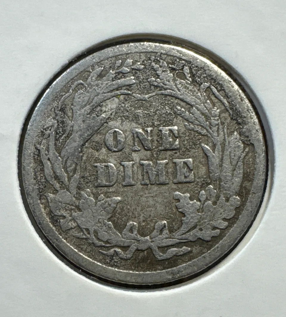 1905 Barber Dime Ungraded — back