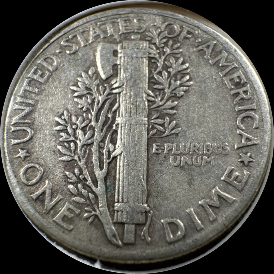 1943-P Mercury Dime Ungraded — back