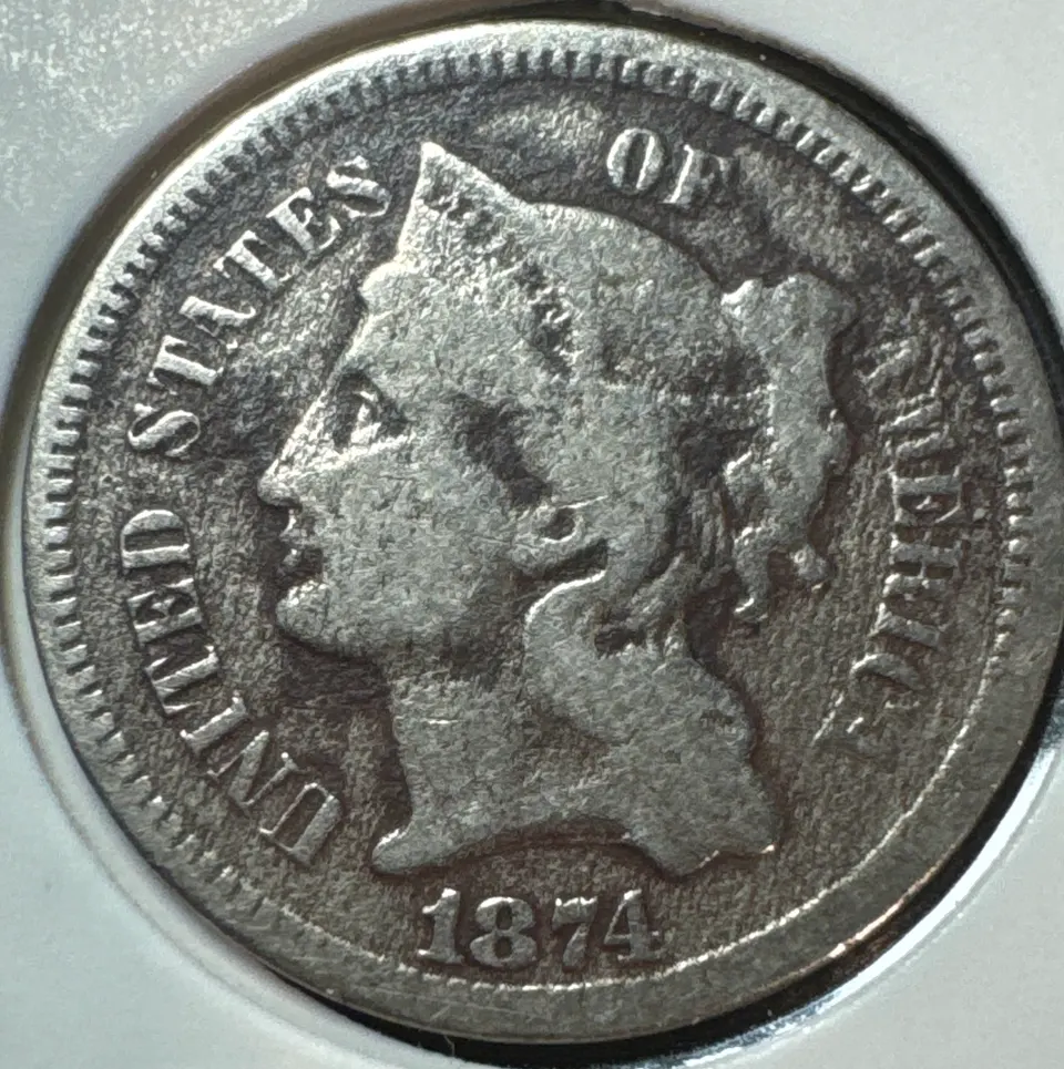 1874-P 3-Cent Nickel Ungraded — front