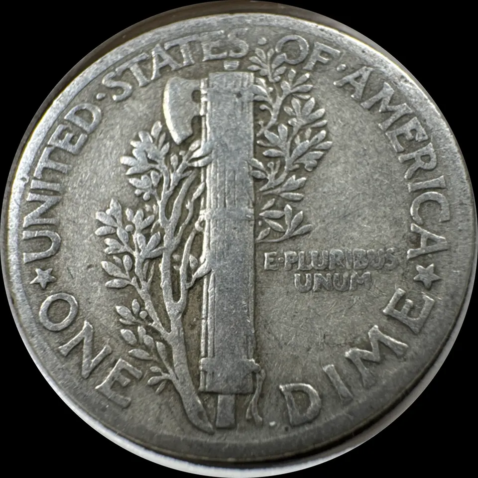 1941-P Mercury Dime Ungraded — back