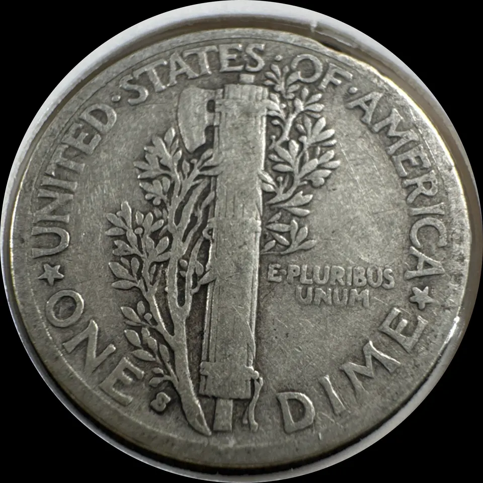 1937-S Mercury Dime Ungraded — back