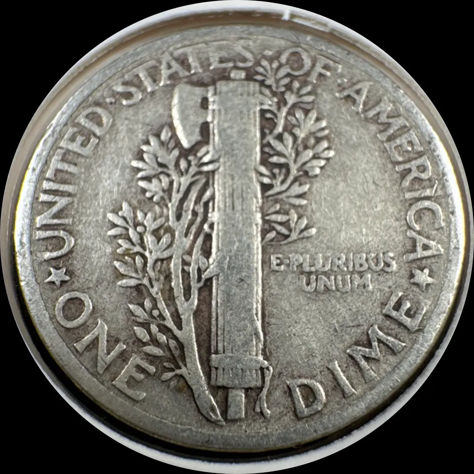 1941-P Mercury Dime Ungraded — back
