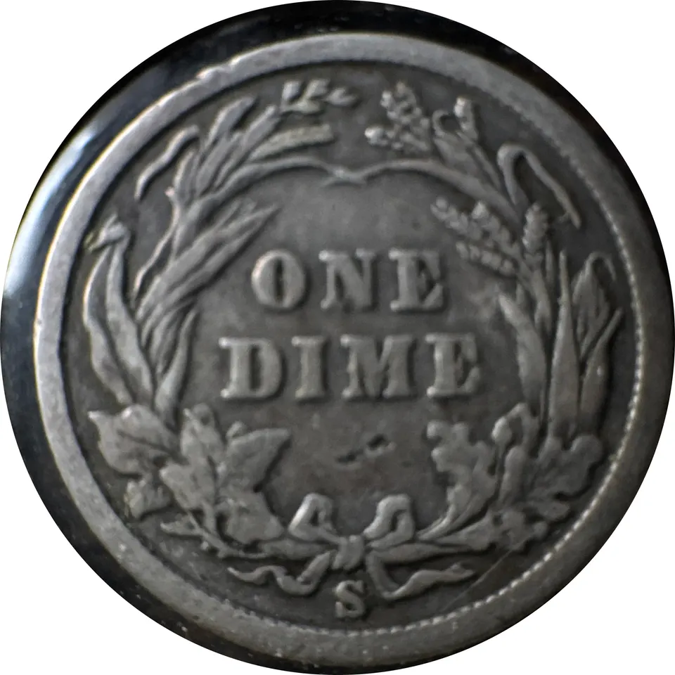 1900-S Barber Dime Ungraded — back