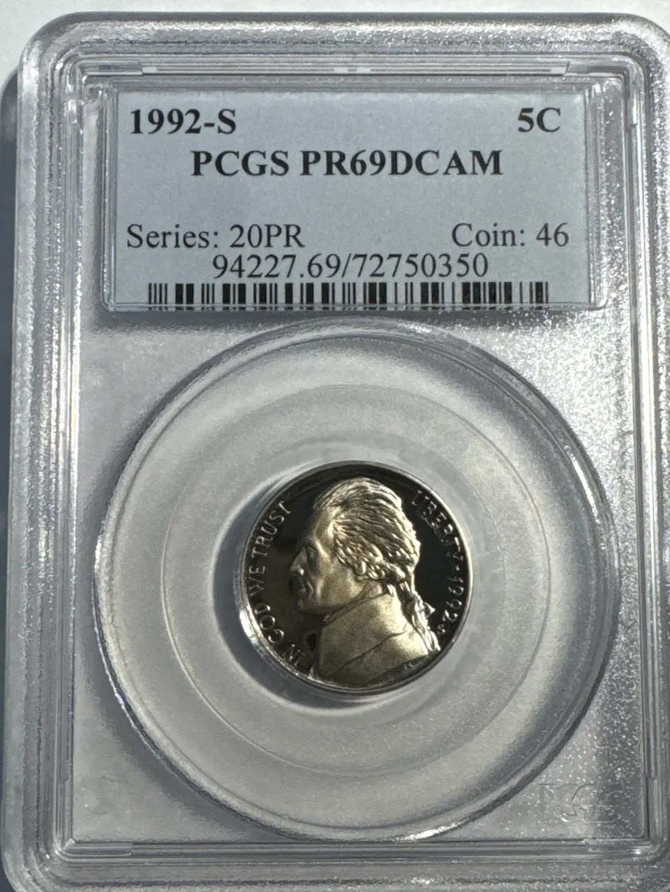 1992-S Jefferson Nickel PR69 — front