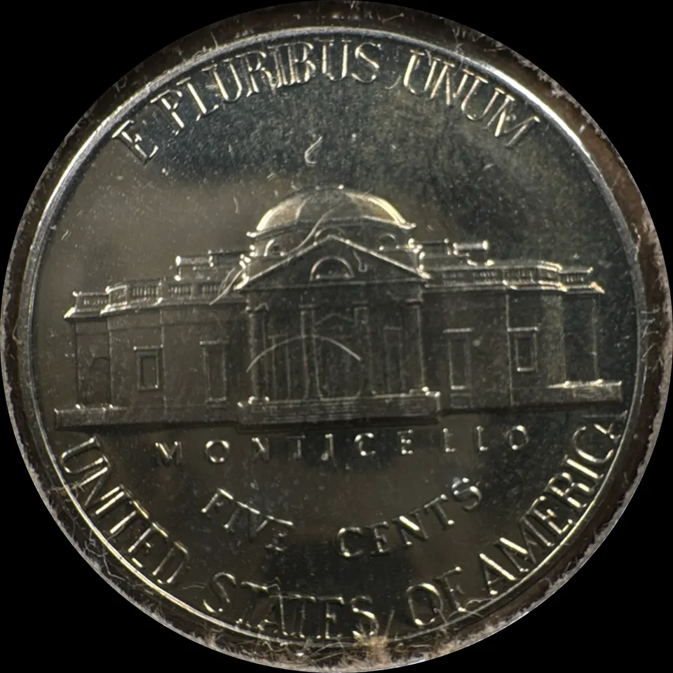 1974-S Jefferson Nickel Ungraded — back