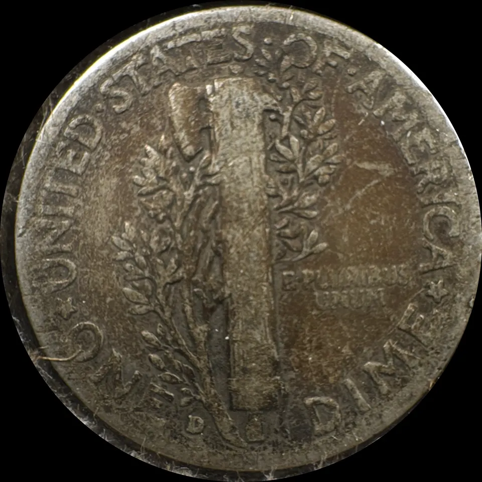 1943-D Mercury Dime Ungraded — back