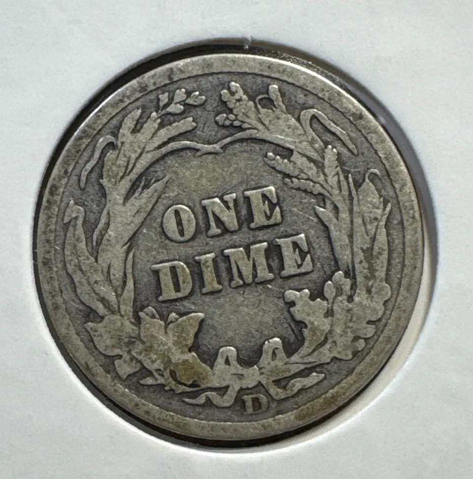 1908-D Barber Dime Ungraded — back