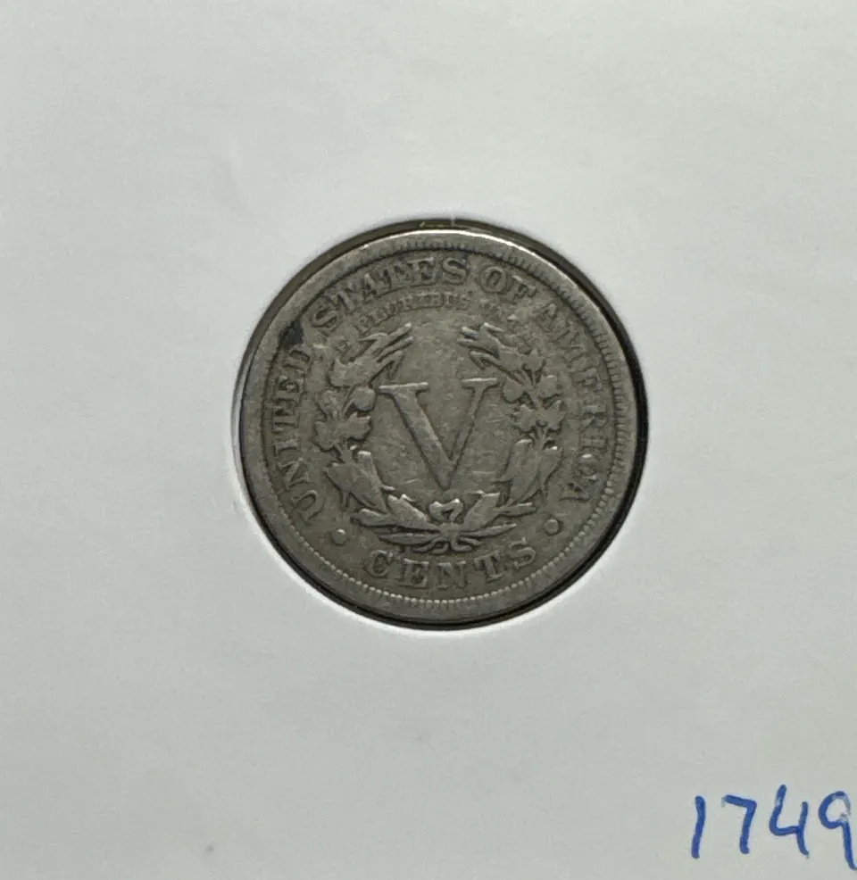 1908-P Liberty V Nickel Ungraded — back