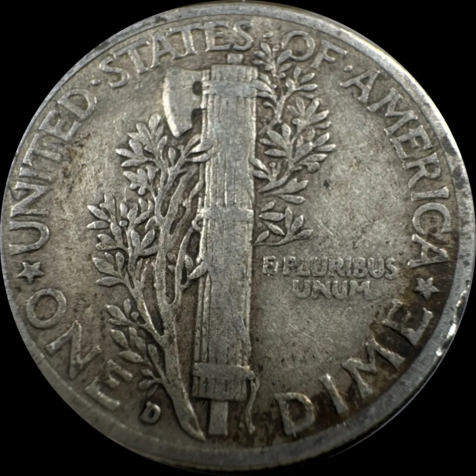 1943-D Mercury Dime Ungraded — back