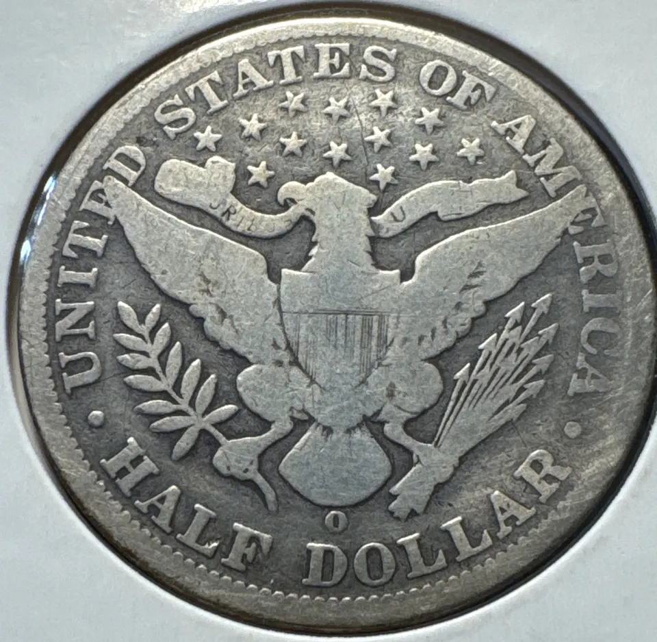 1896-O Barber Half Dollar Ungraded — back