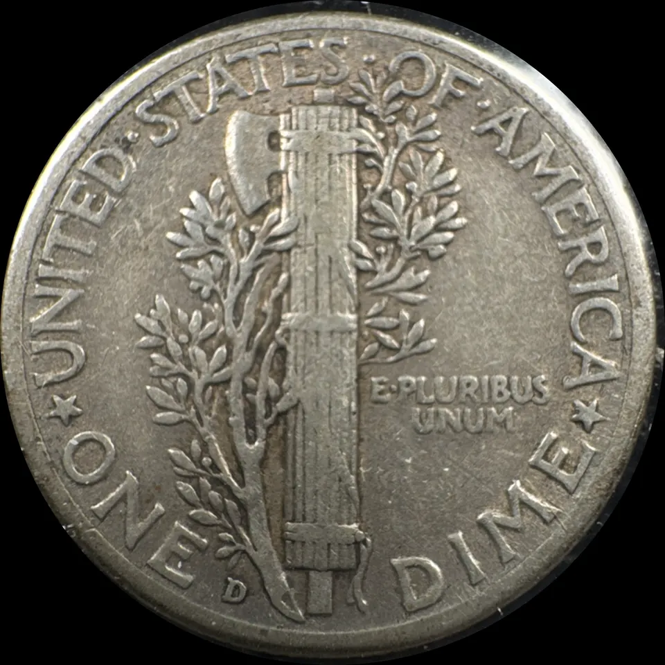 1942-D Mercury Dime Ungraded — back