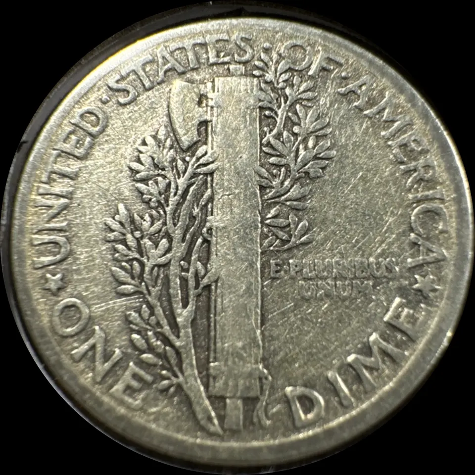 1939-P Mercury Dime Ungraded — back