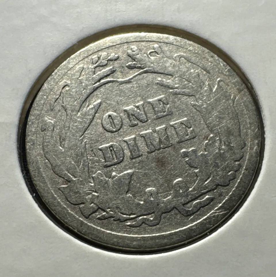 1914-P Barber Dime Ungraded — back