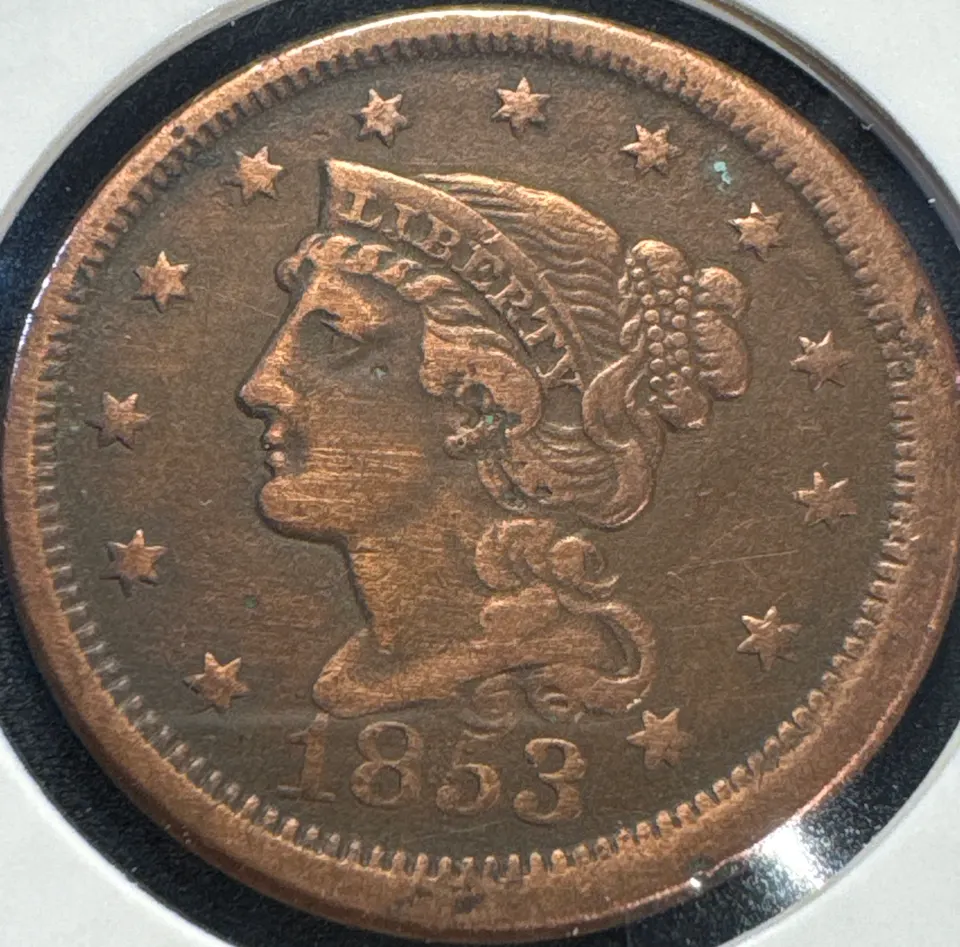 1853-P Braided Hair Large Cent Ungraded — front
