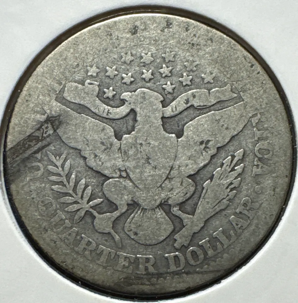 1908-P Barber Quarter Ungraded — back