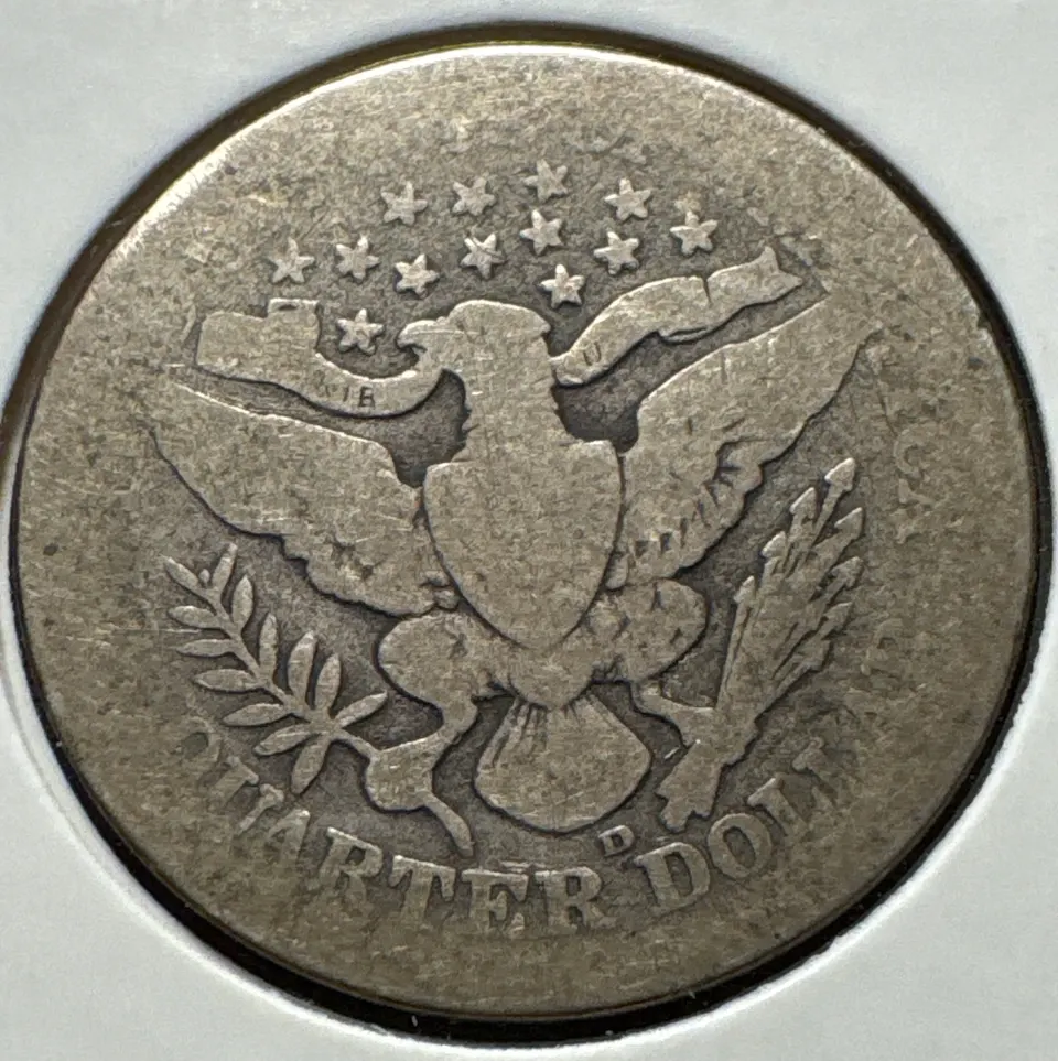 1910-D Barber Quarter Ungraded — back