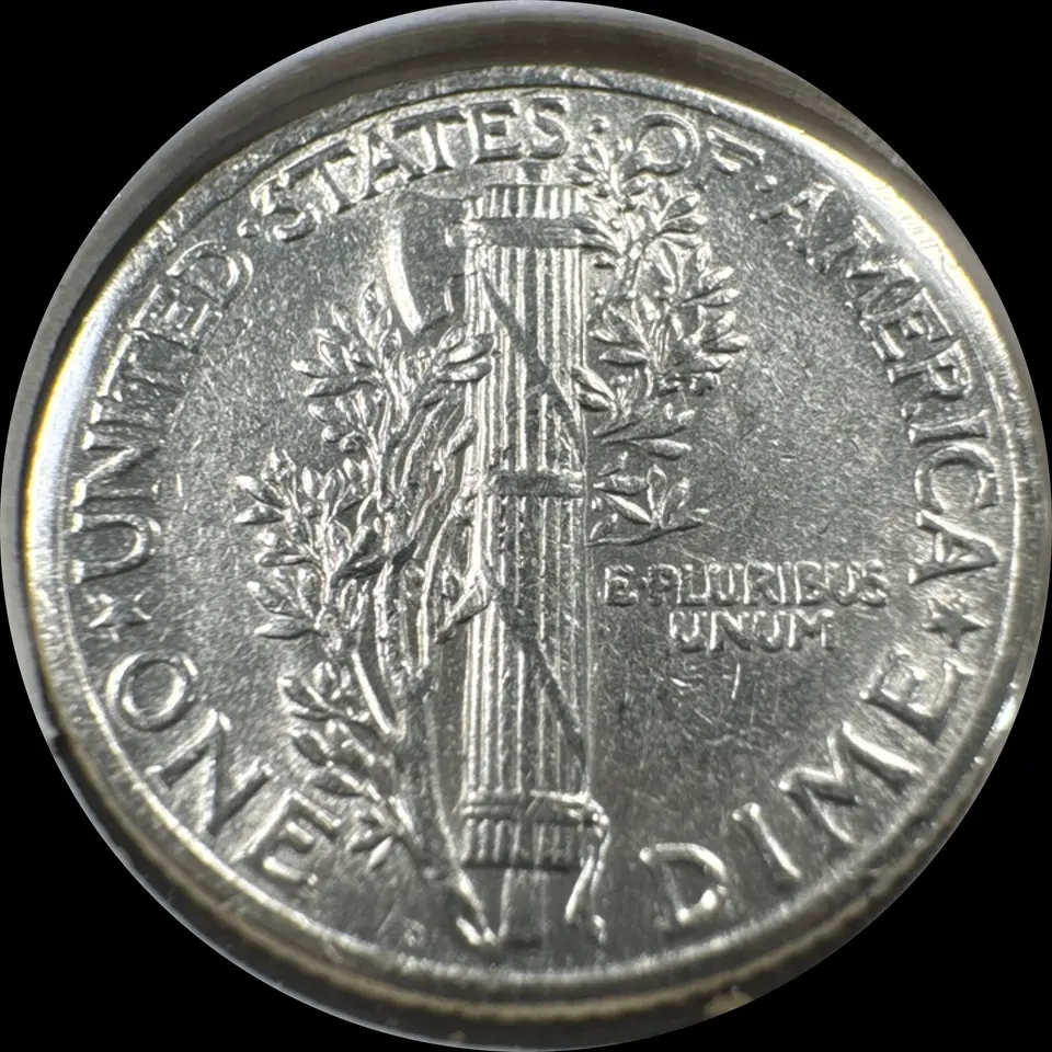 1941-P Mercury Dime Ungraded — back