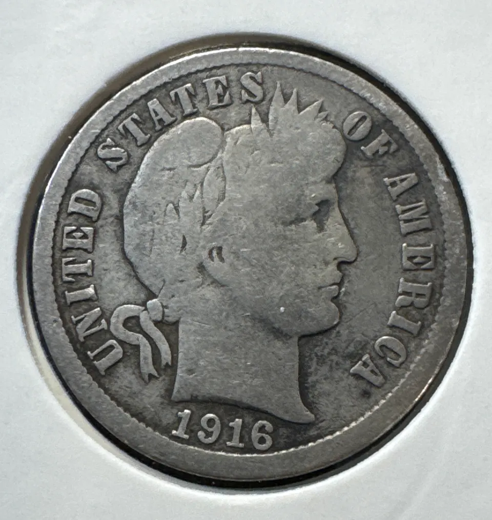 1916-P Barber Dime Ungraded — front