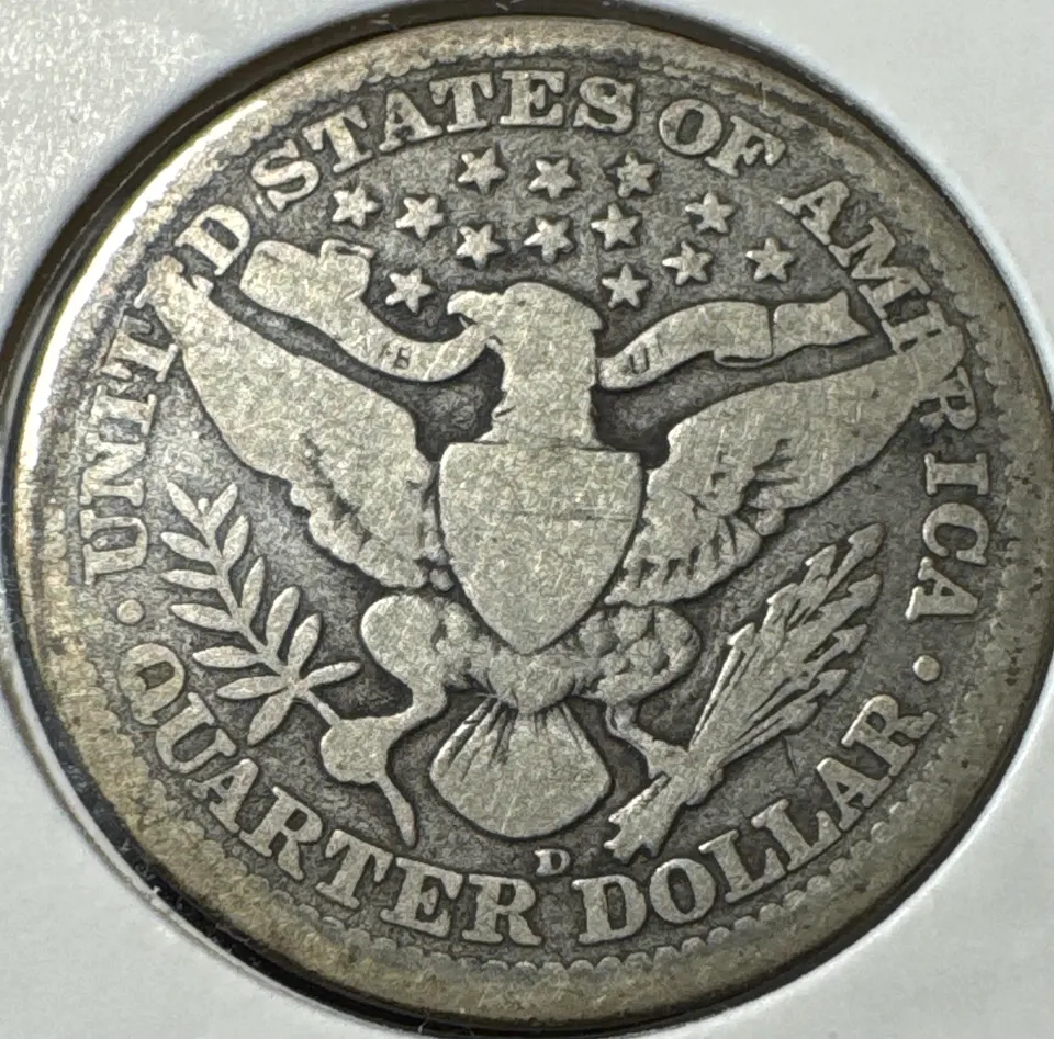 1914-D Barber Quarter Ungraded — back