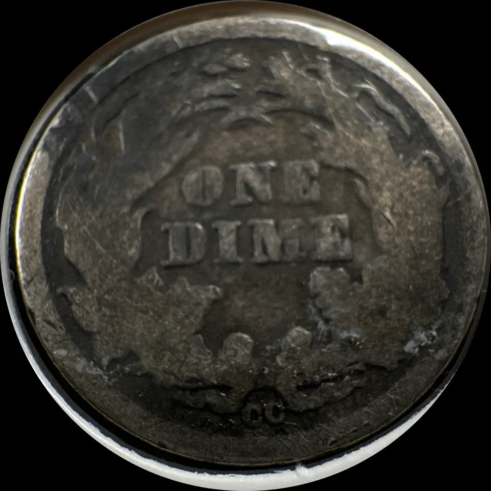 1876-CC Seated Liberty Dime Ungraded — back
