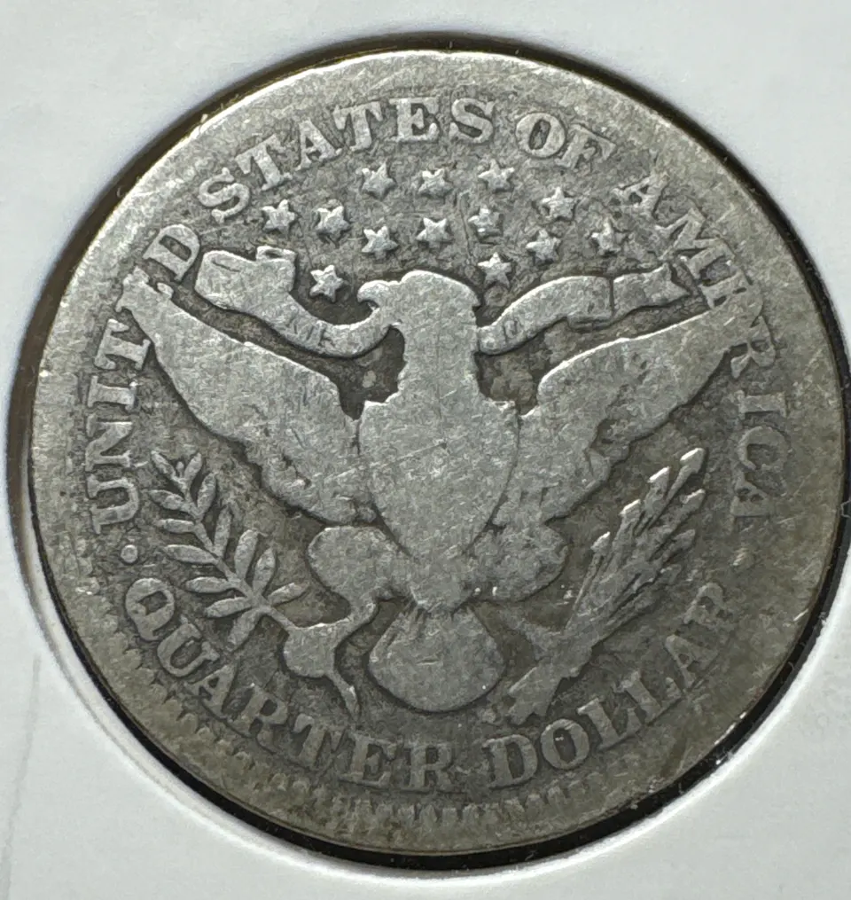 1900-P Barber Quarter Ungraded — back