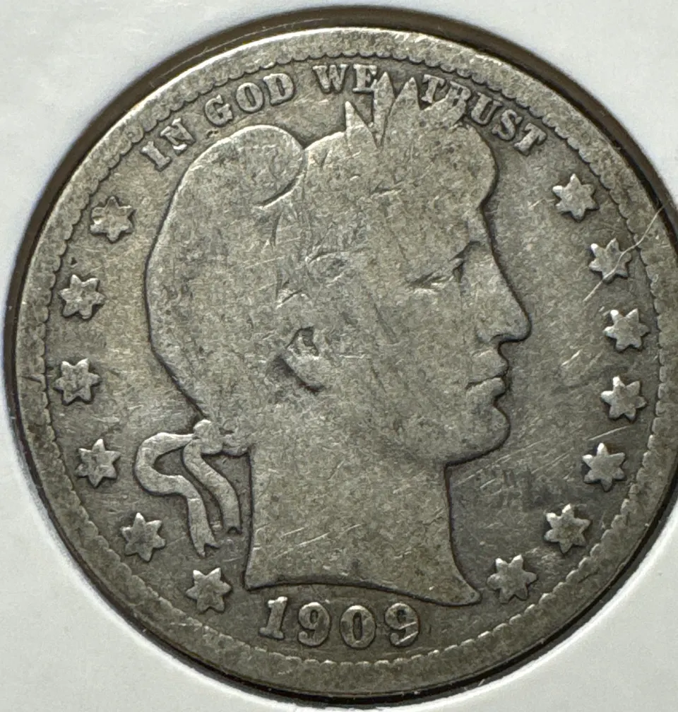 1909-P Barber Quarter Ungraded — front