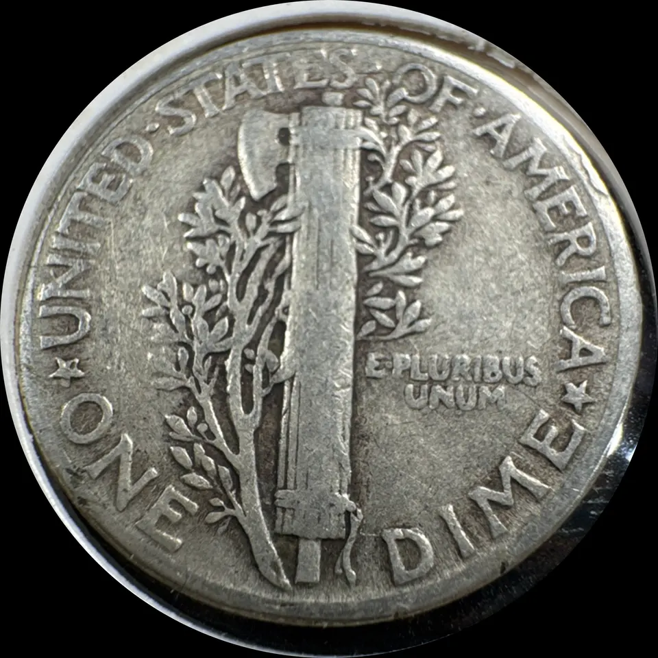1945-P Mercury Dime Ungraded — back