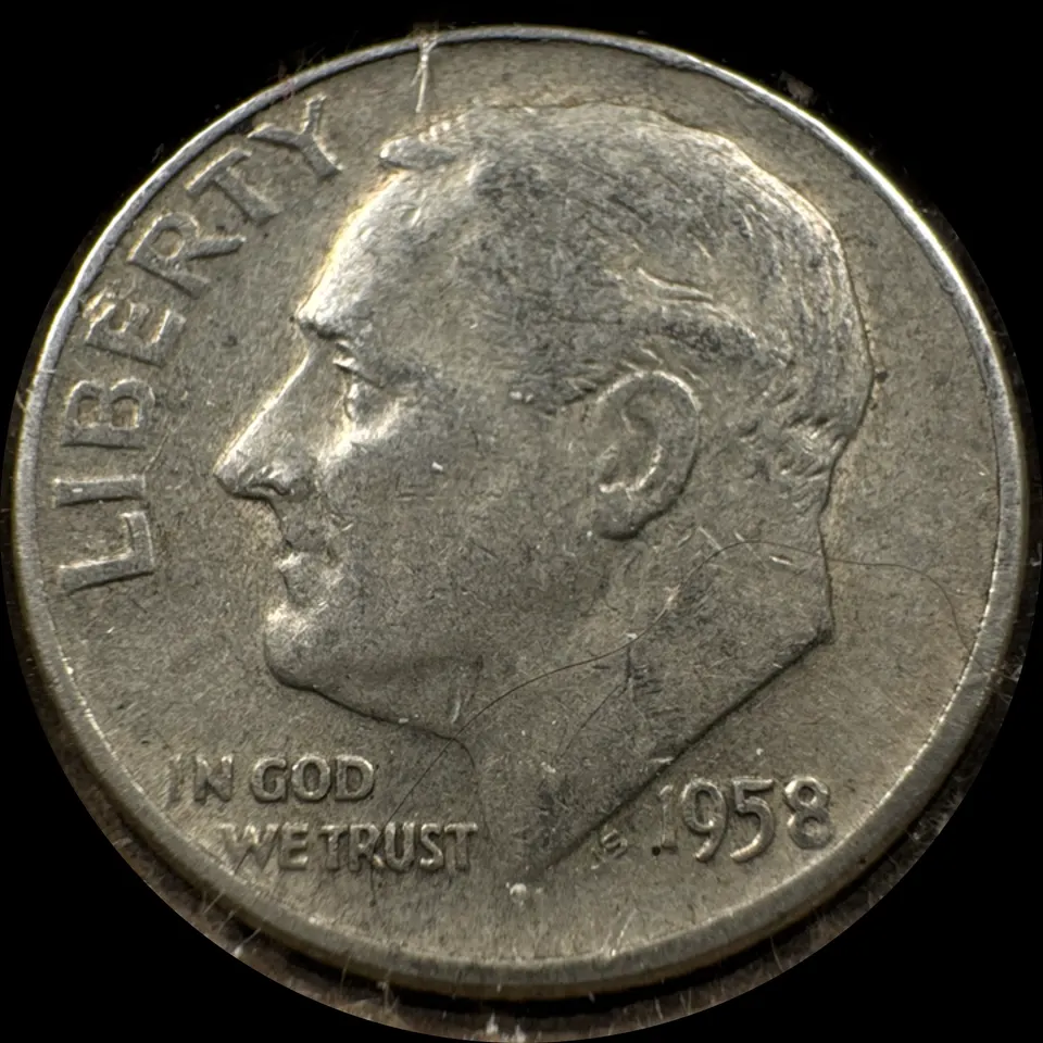 1958-D Roosevelt Dime Ungraded — front