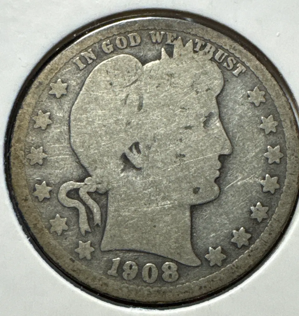 1908-P Barber Quarter Ungraded — front