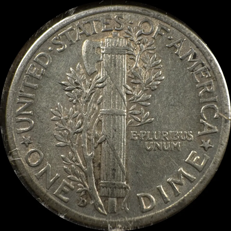 1941-D Mercury Dime Ungraded — back