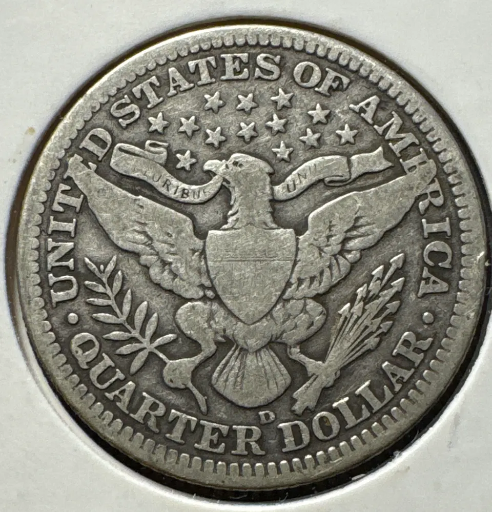 1906-O Barber Quarter Ungraded — back