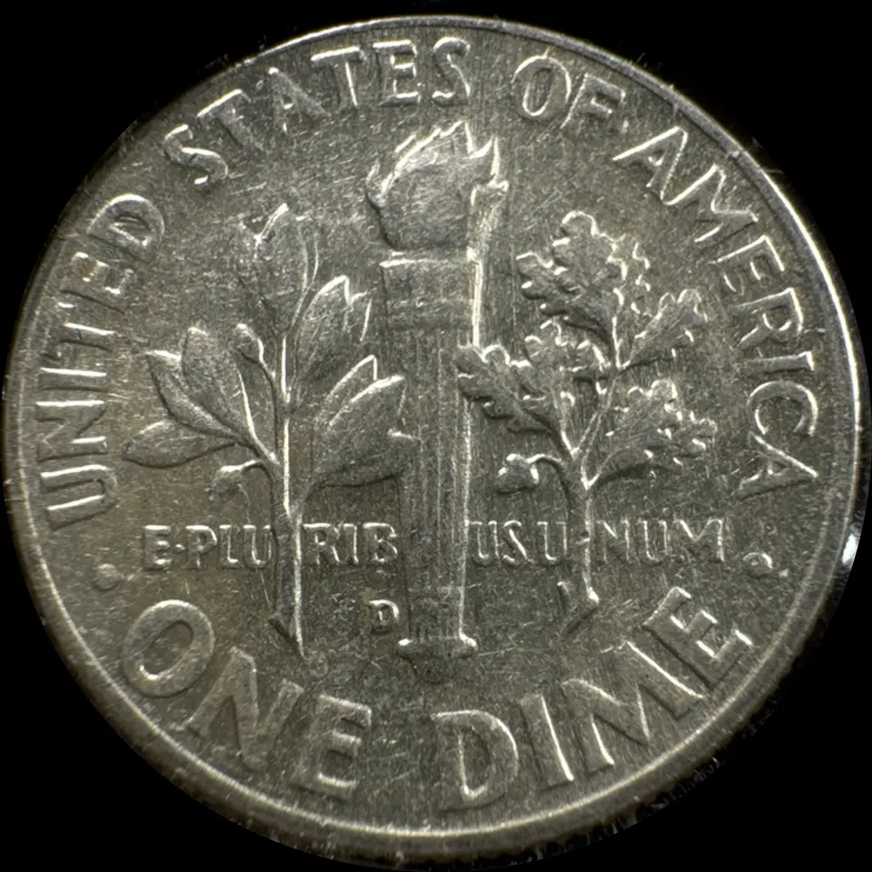 1964-D Roosevelt Dime Ungraded — back