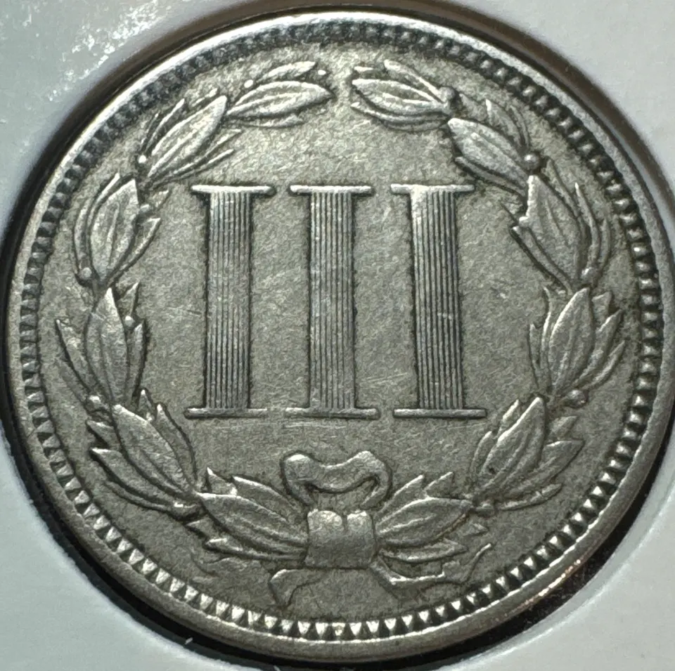 1868-P 3-Cent Nickel Ungraded — back