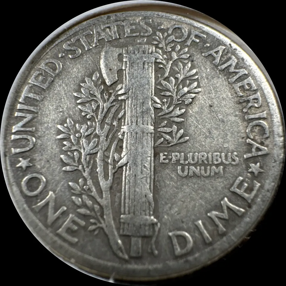 1941-P Mercury Dime Ungraded — back