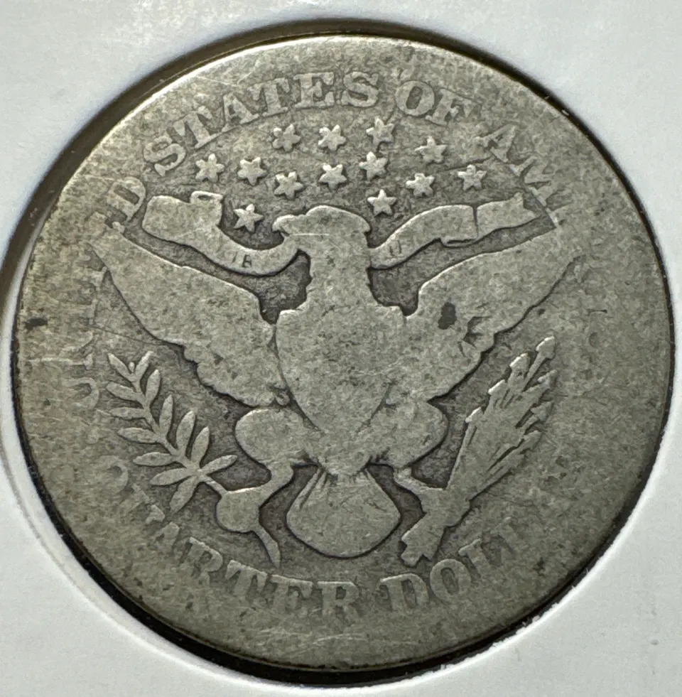 1904-P Barber Quarter Ungraded — back