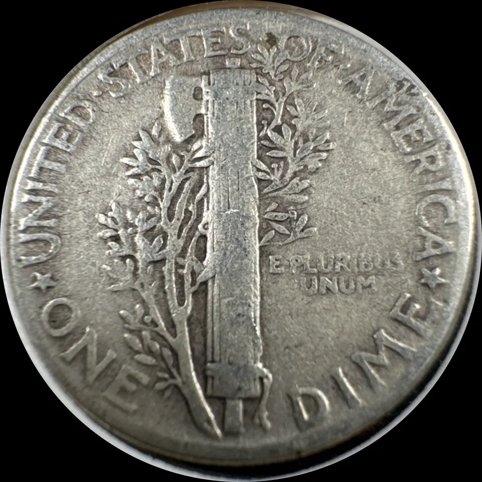 1945-P Mercury Dime Ungraded — back
