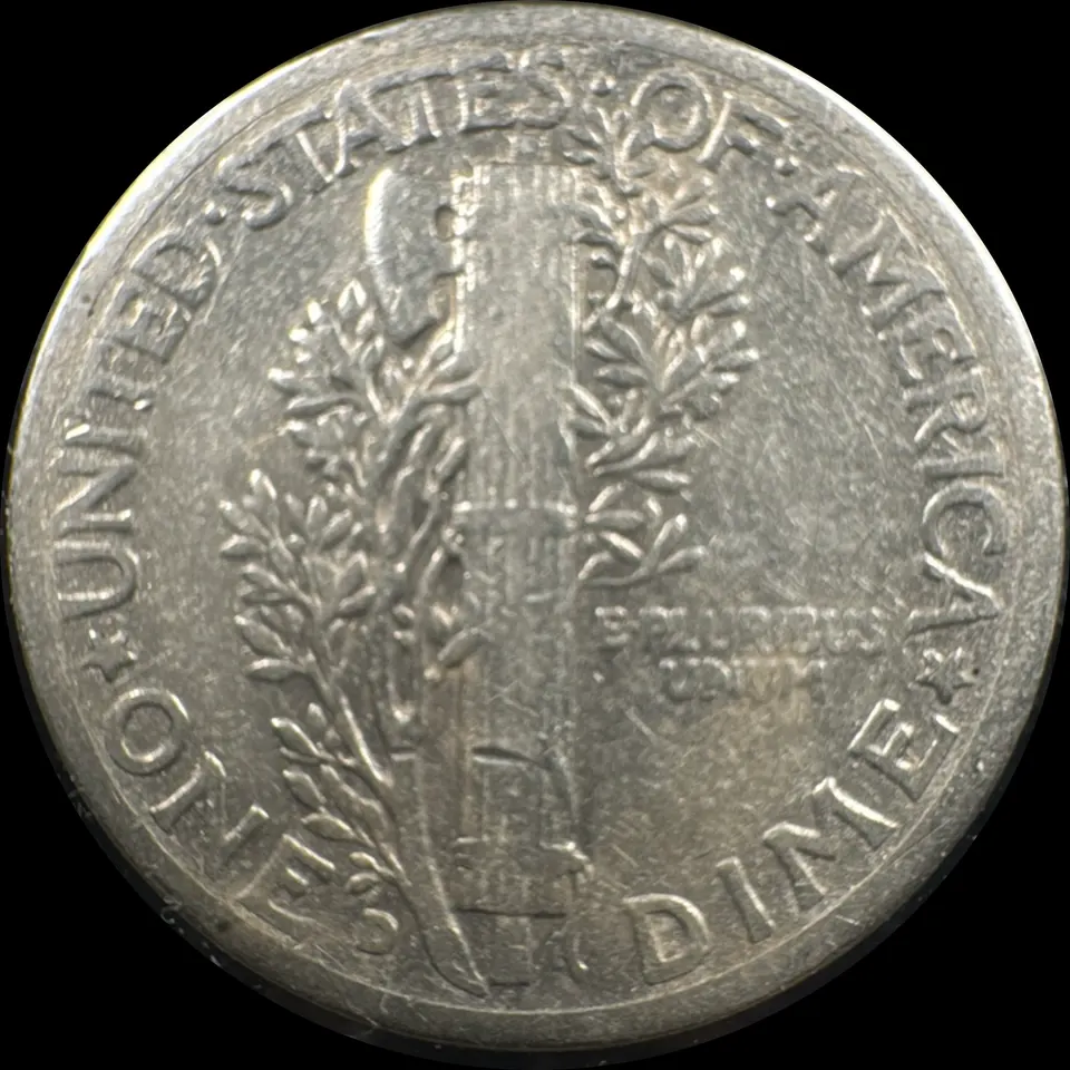 1943-D Mercury Dime Ungraded — back