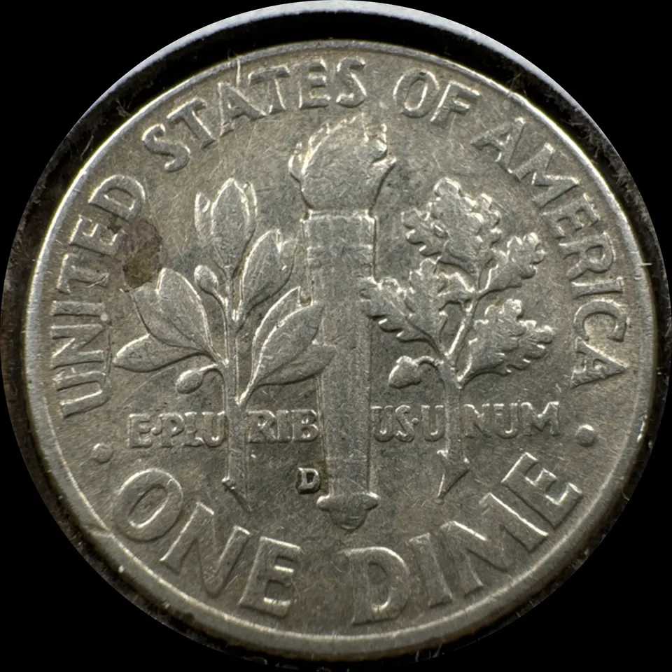 1961-D Roosevelt Dime Ungraded — back