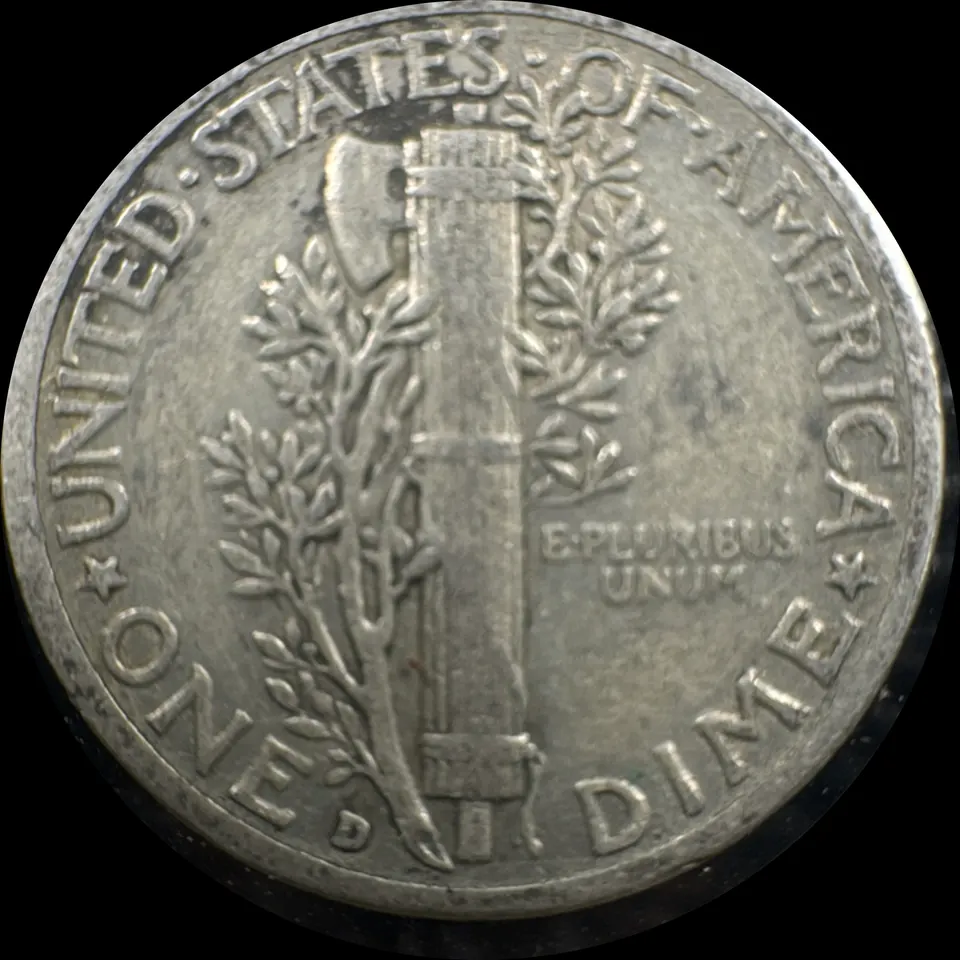 1941-D Mercury Dime Ungraded — back