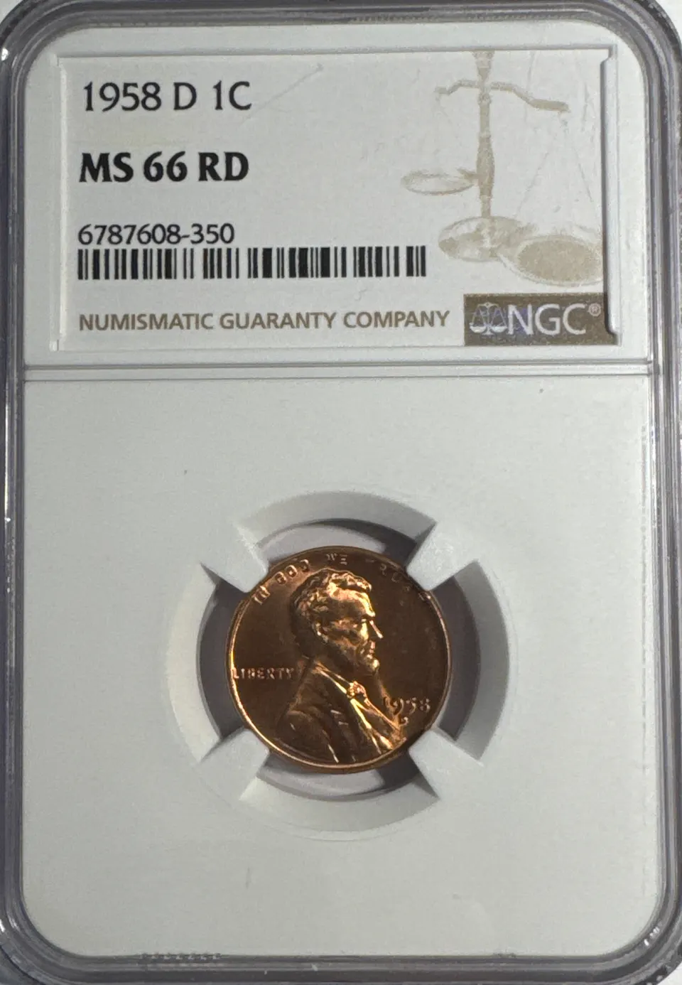 1958-D Lincoln Cent MS66 — front
